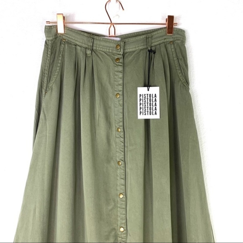 PISTOLA Olive Green Maxi Skirt with Front Buttons - Picture 6 of 8